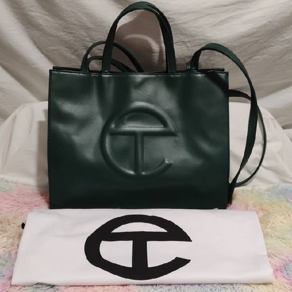 SALE! NWOT Telfar Green Tote Bag W Embossed Logo Dust Bag Never